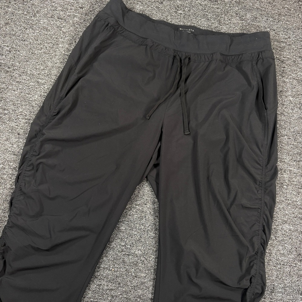 Athleta Attitude Pant Women 14T Black Ruched Side Jogger Active Travel Tall
